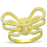 LOS809 - Gold 925 Sterling Silver Ring with AAA Grade CZ in Clear - Alamode - Flyclothing LLC