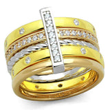 LOS810 - Rhodium + Gold + Rose Gold 925 Sterling Silver Ring with AAA Grade CZ in Clear - Alamode - Flyclothing LLC