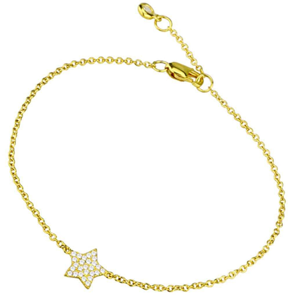 LOS816 - Gold 925 Sterling Silver Bracelet with AAA Grade CZ in Clear - Alamode - Flyclothing LLC