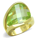 LOS823 - Gold 925 Sterling Silver Ring with Synthetic Synthetic Glass in Apple Green color - Alamode - Flyclothing LLC