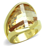 LOS824 - Gold 925 Sterling Silver Ring with AAA Grade CZ in Champagne - Alamode - Flyclothing LLC