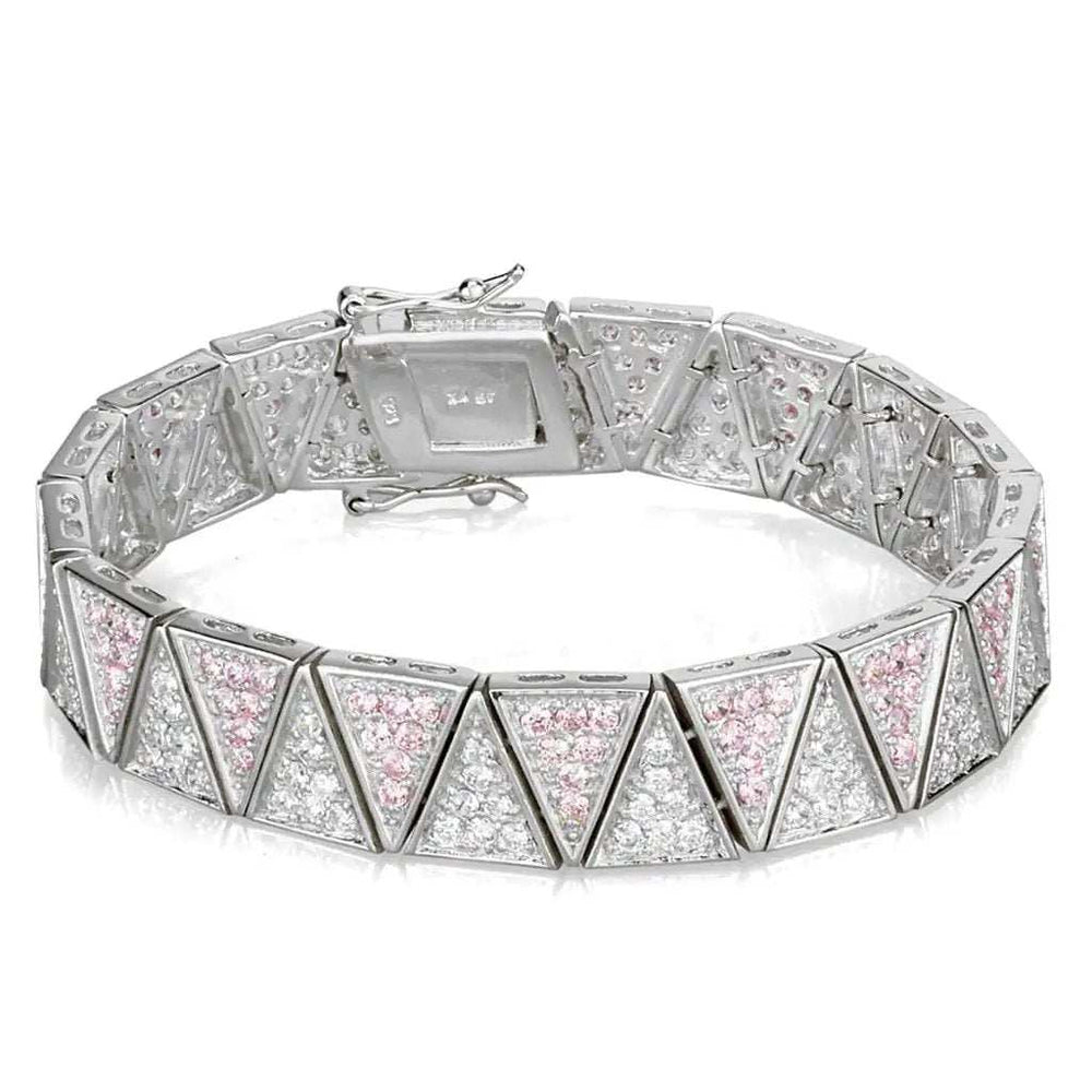 LOS845 - Rhodium 925 Sterling Silver Bracelet with AAA Grade CZ in Rose - Alamode - Flyclothing LLC