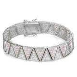 LOS845 - Rhodium 925 Sterling Silver Bracelet with AAA Grade CZ in Rose - Alamode - Flyclothing LLC