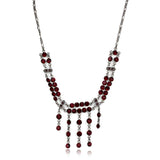 LOS865 - Ruthenium 925 Sterling Silver Necklace with Top Grade Crystal in Siam - Alamode - Flyclothing LLC