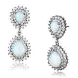 LOS879 - Rhodium 925 Sterling Silver Earrings with Semi-Precious Opal in Aurora Borealis (Rainbow Effect) - Alamode - Flyclothing LLC