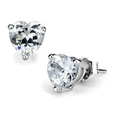 LOS882 - Rhodium 925 Sterling Silver Earrings with AAA Grade CZ in Clear - Alamode - Flyclothing LLC