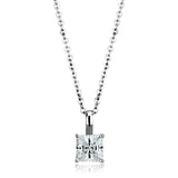 LOS894 - Rhodium 925 Sterling Silver Chain Pendant with AAA Grade CZ in Clear - Alamode - Flyclothing LLC