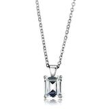LOS896 - Rhodium 925 Sterling Silver Chain Pendant with AAA Grade CZ in Clear - Alamode - Flyclothing LLC