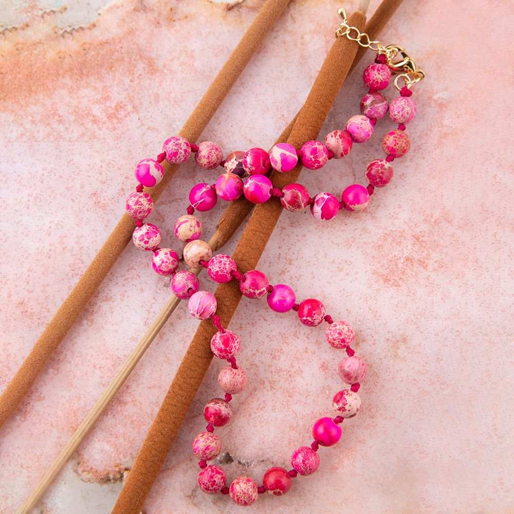 Love Knots Pink Jasper Necklace - Barse Jewelry - Flyclothing LLC