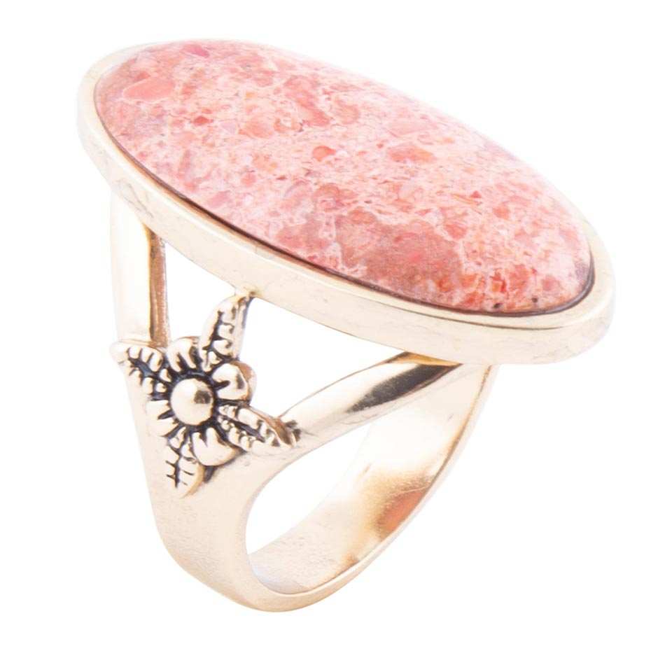 Lucent Orange Coral Golden Ring - Barse Jewelry - Flyclothing LLC
