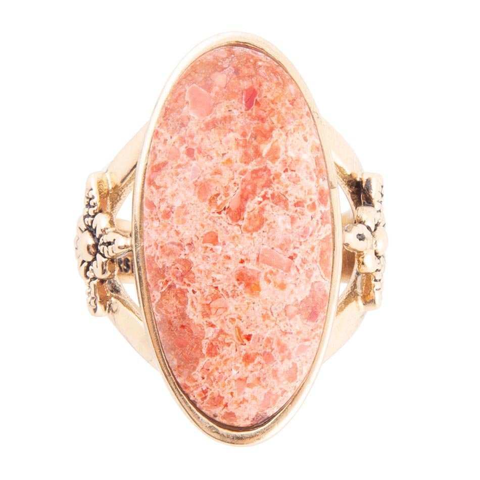Lucent Orange Coral Golden Ring - Barse Jewelry - Flyclothing LLC