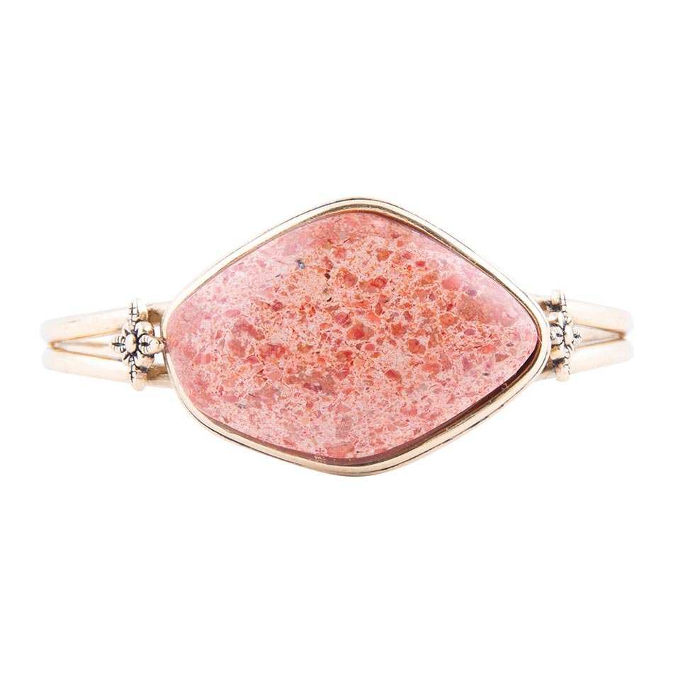 Lucent Orange Sponge Coral Cuff Golden Bracelet - Barse Jewelry - Flyclothing LLC