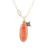 Lucent Orange Sponge Coral Pendant Golden Chain Necklace - Barse Jewelry - Flyclothing LLC