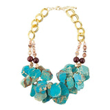 Lucia Blue Jasper and Fire Agate Golden Strand Necklace - Barse Jewelry - Flyclothing LLC