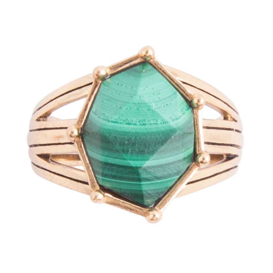 Lucky 7's Green Malachite Golden Ring - Barse Jewelry - Flyclothing LLC