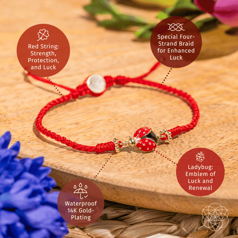 Lucky Ladybug - Four-Strand Red String Bracelet - Conscious Items - Flyclothing LLC