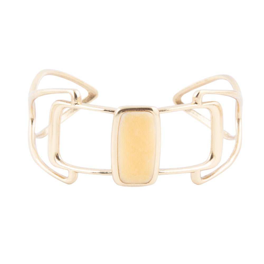 Luster Yellow Agate and Golden Cuff Bracelet - Barse Jewelry - Flyclothing LLC