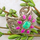 Madeira Lime and Pink Agate Statement Golden Cuff Bracelet - Barse Jewelry - Flyclothing LLC