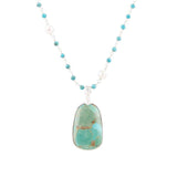 Madeleine Blue Turquoise and Sterling Silver Drop Pendant Necklace - Barse Jewelry - Flyclothing LLC