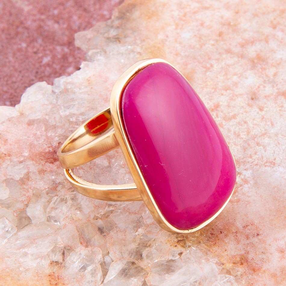 Madeleine Pink Agate Golden Ring - Barse Jewelry - Flyclothing LLC