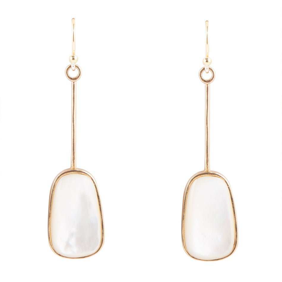 Madeleine White Mother of Pearl and Bronze Earrings - Barse Jewelry - Flyclothing LLC