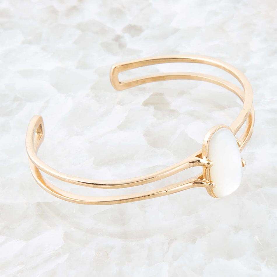 Madeline White Mother of Pearl and Golden Cuff Bracelet - Barse Jewelry - Flyclothing LLC