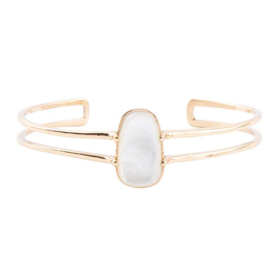 Madeline White Mother of Pearl and Golden Cuff Bracelet - Barse Jewelry - Flyclothing LLC