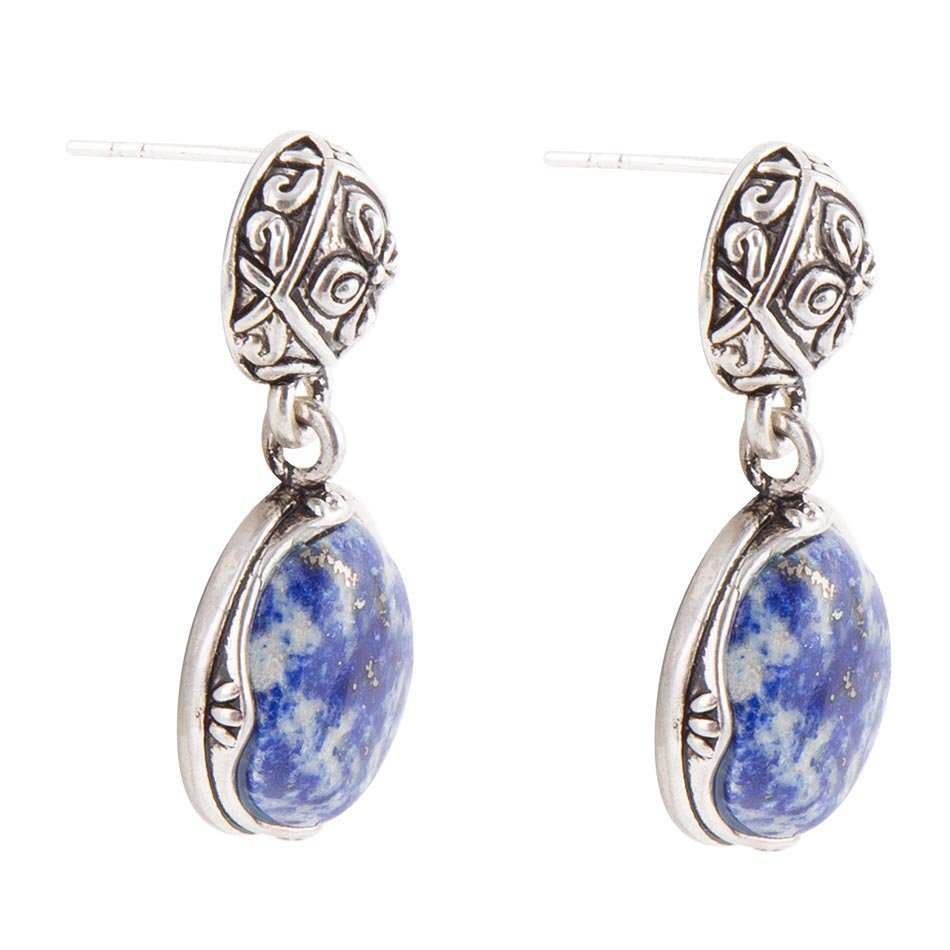 Madrid Blue Lapis Sterling Silver Post Drop Earrings - Barse Jewelry - Flyclothing LLC