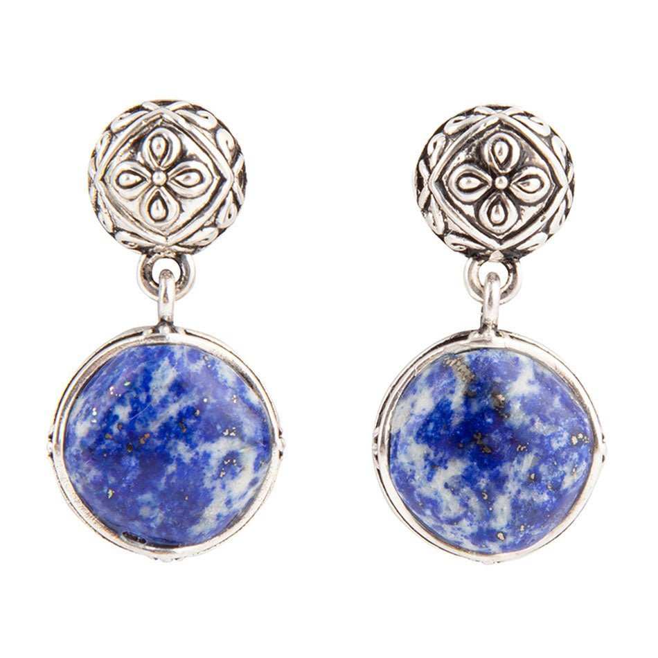 Madrid Blue Lapis Sterling Silver Post Drop Earrings - Barse Jewelry - Flyclothing LLC