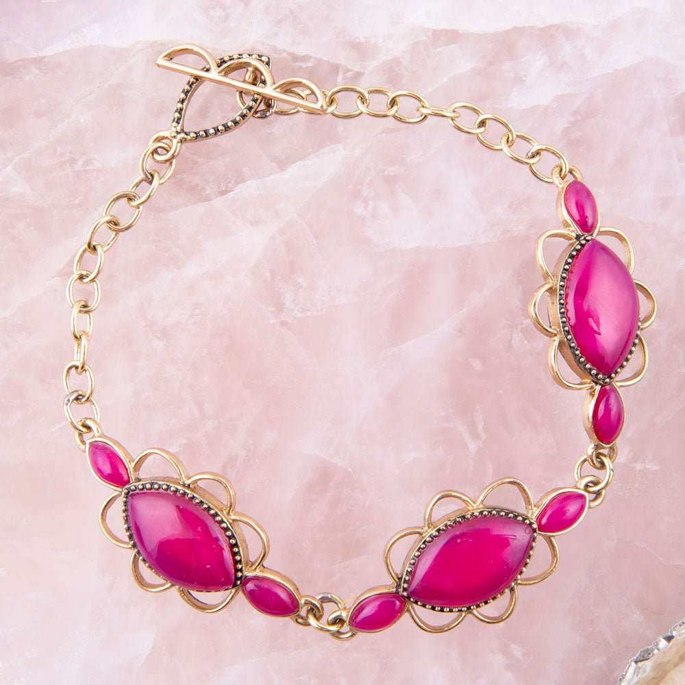Magenta Agate Link Bracelet - Barse Jewelry - Flyclothing LLC