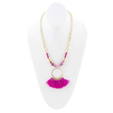 Pink Magenta Dreams Agate Tassel Golden Necklace - Barse Jewelry - Flyclothing LLC