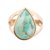 Maisy Blue Turquoise Golden Teardrop Ring - Barse Jewelry - Flyclothing LLC