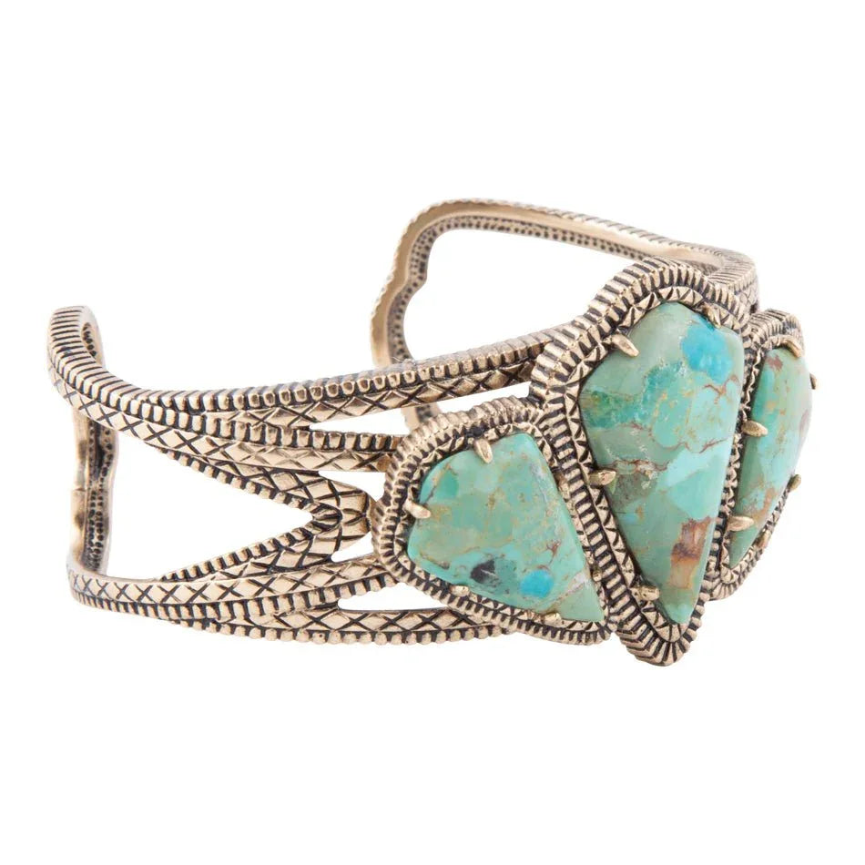 Maltese Blue Turquoise Golden Cuff Bracelet - Barse Jewelry - Flyclothing LLC