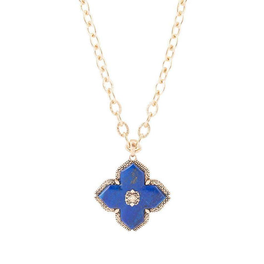 Maltese Cross Blue Lapis Golden Chain Pendant Necklace - Barse Jewelry - Flyclothing LLC