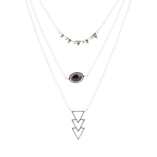 Marcasite and Onyx Sterling Silver Layered Necklace - Barse Jewelry - Flyclothing LLC