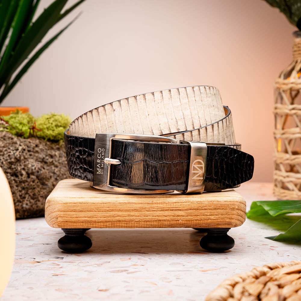 Moncalieri Belt Bone / Black - Marco Di Milano - Flyclothing LLC