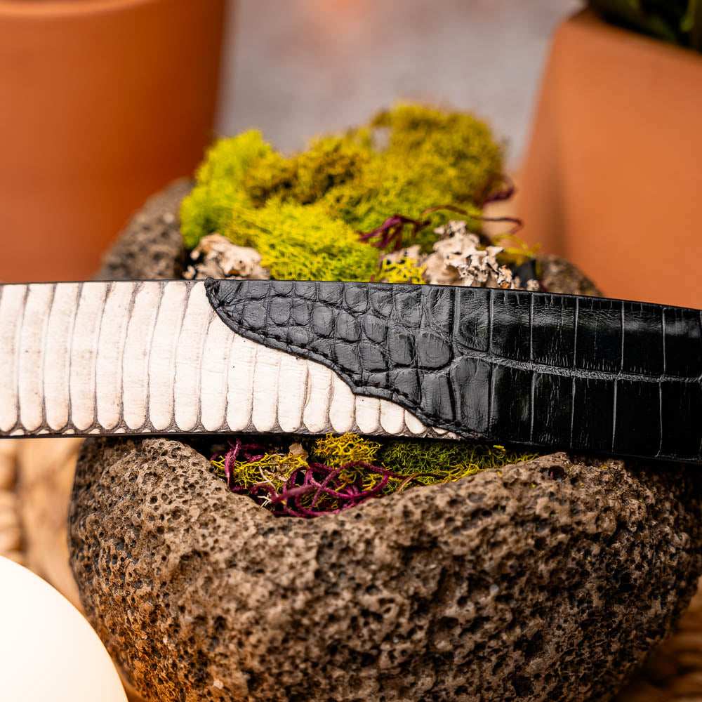 Moncalieri Belt Bone / Black - Marco Di Milano - Flyclothing LLC