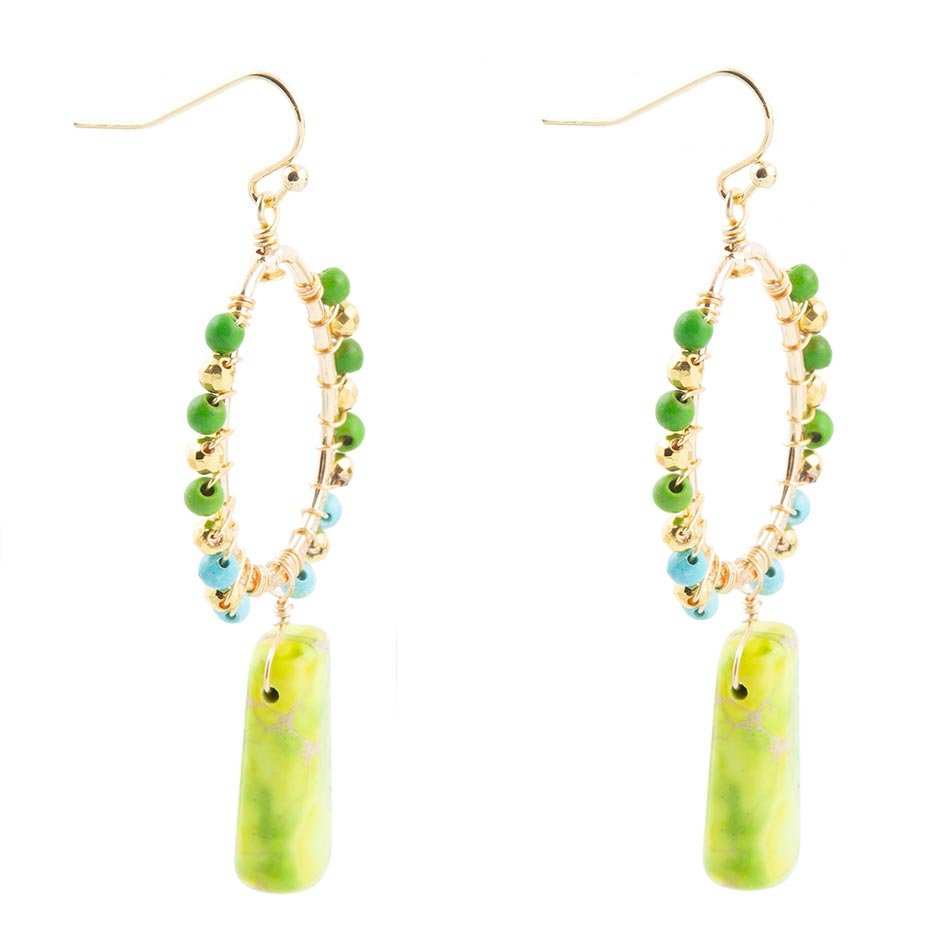 Margarita Green Jasper Golden Drop Earrings - Barse Jewelry - Flyclothing LLC