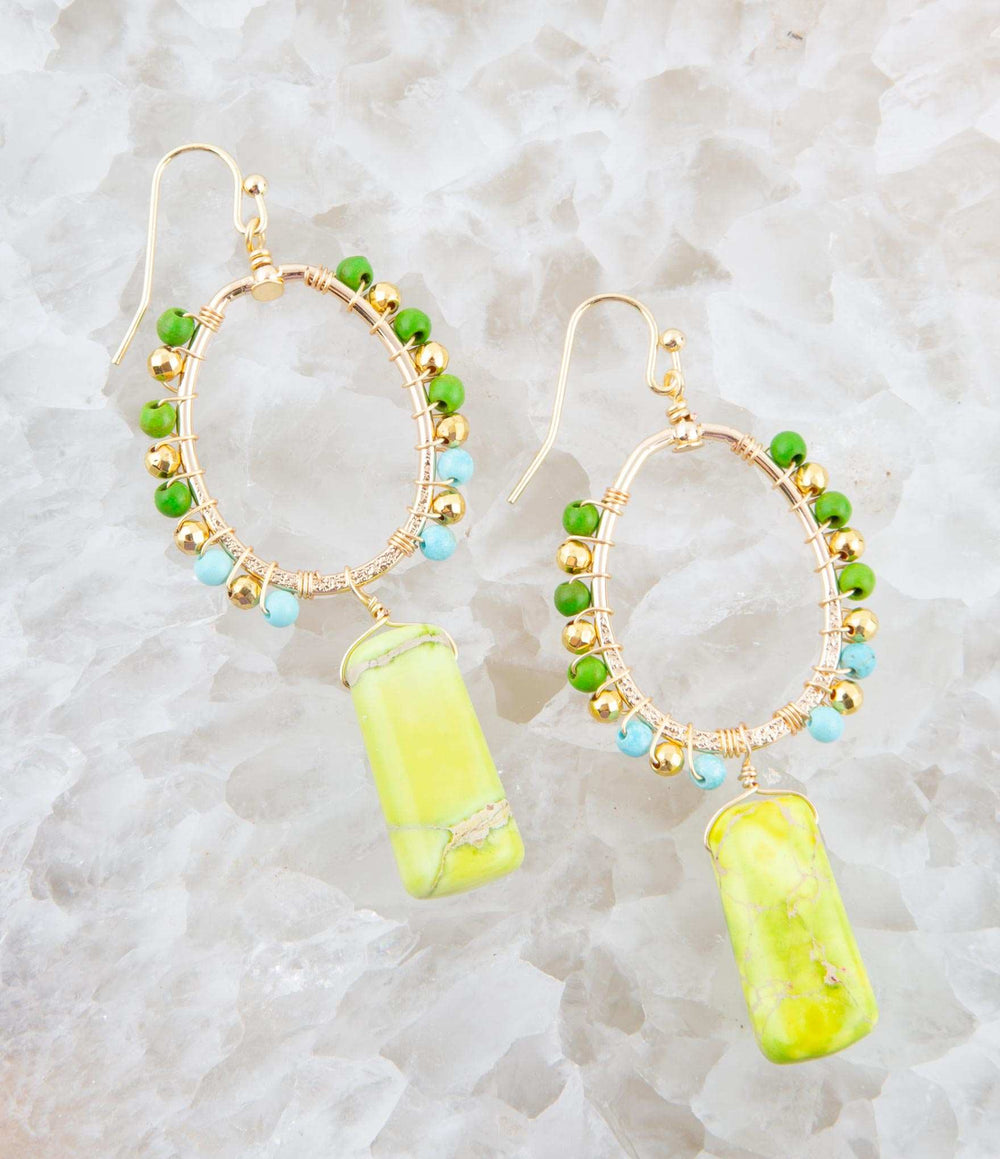 Margarita Green Jasper Golden Drop Earrings - Barse Jewelry - Flyclothing LLC