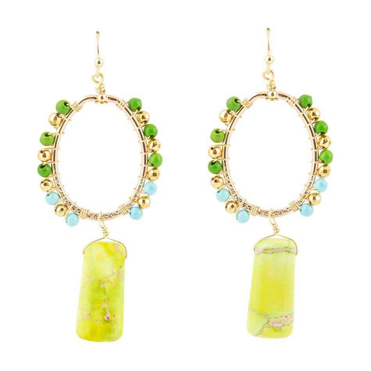 Margarita Green Jasper Golden Drop Earrings - Barse Jewelry - Flyclothing LLC