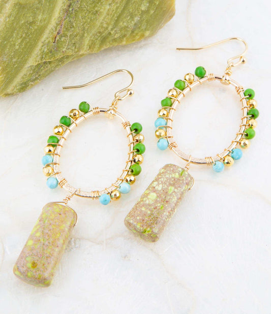 Margarita Green Jasper Golden Drop Earrings - Barse Jewelry - Flyclothing LLC