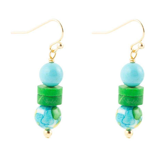 Margarita Mixed Blue and Green Golden Drop Earrings - Barse Jewelry - Flyclothing LLC
