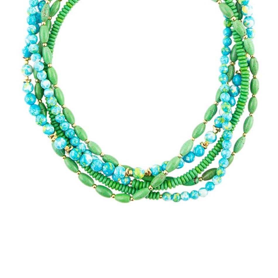 Margarita Mixed Lime Green and Blue Toursade Necklace - Barse Jewelry - Flyclothing LLC