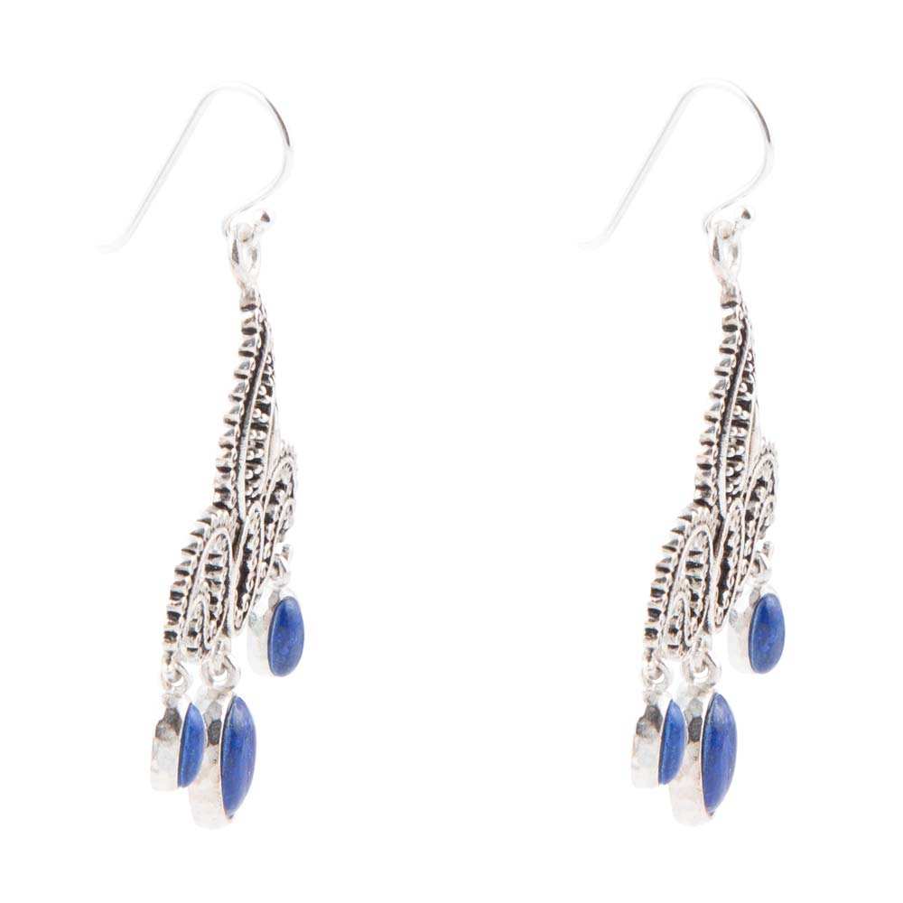 Mehendi Blue Lapis and Sterling Silver Chandelier Earrings - Barse Jewelry - Flyclothing LLC