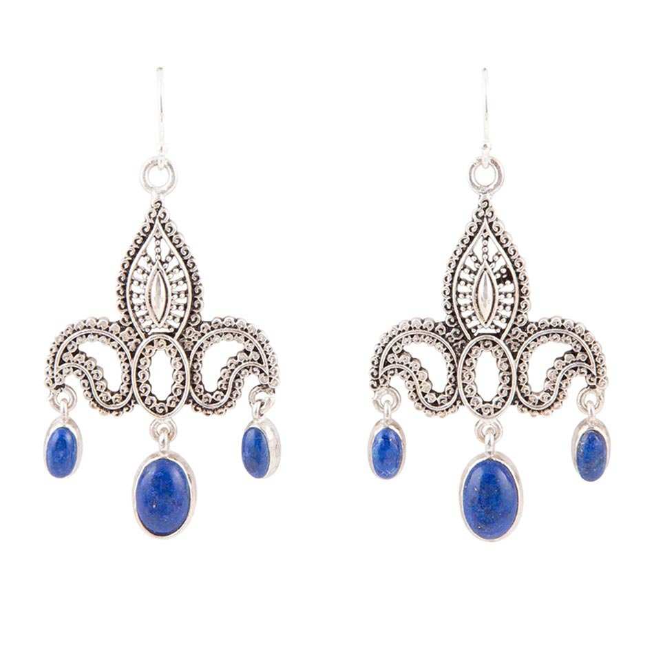 Mehendi Blue Lapis and Sterling Silver Chandelier Earrings - Barse Jewelry - Flyclothing LLC