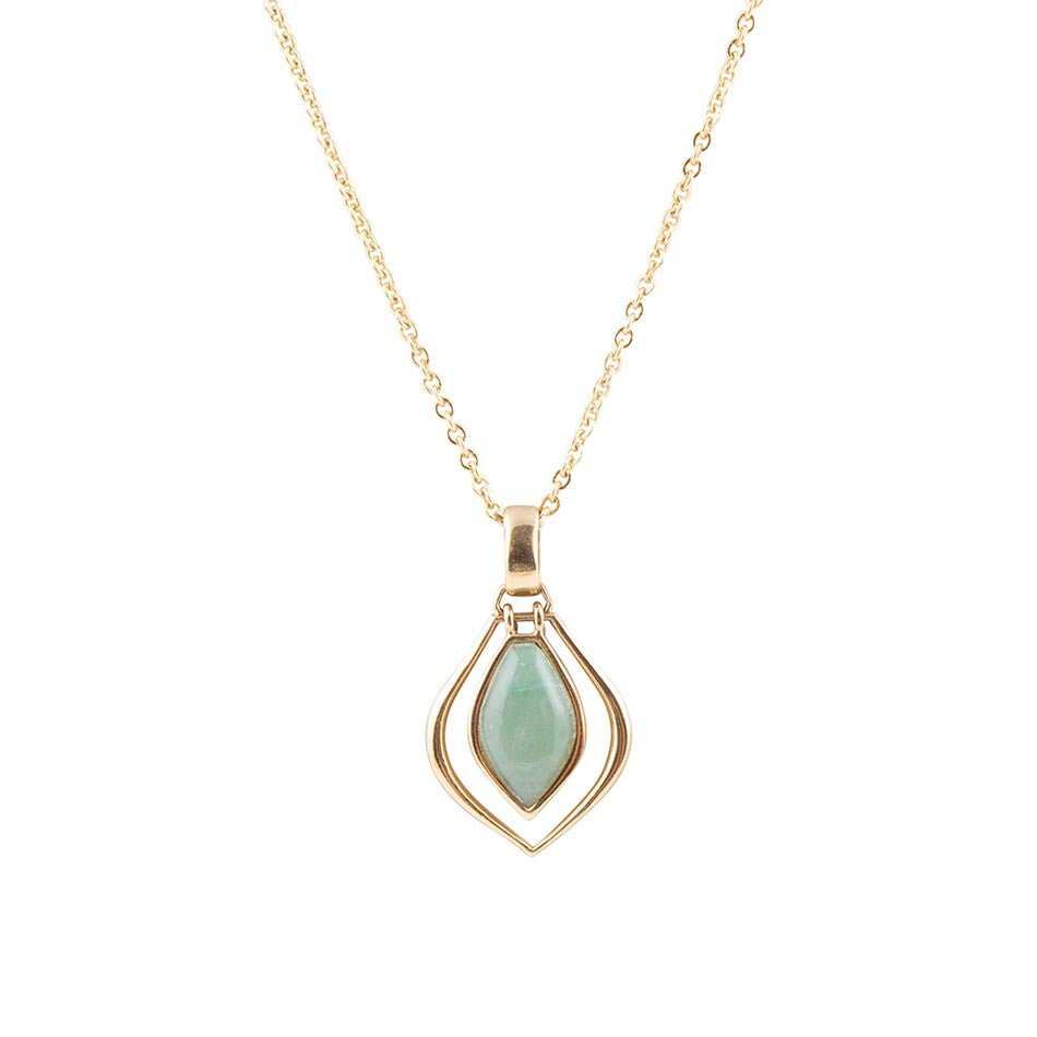 Melita Green Aventurine Golden Pendant Necklace - Barse Jewelry - Flyclothing LLC