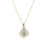 Melita Green Aventurine Golden Pendant Necklace - Barse Jewelry - Flyclothing LLC