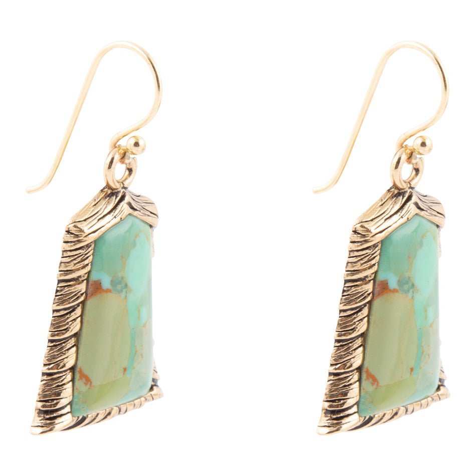 Meriette Blue Turquoise Golden Drop Earrings - Barse Jewelry - Flyclothing LLC