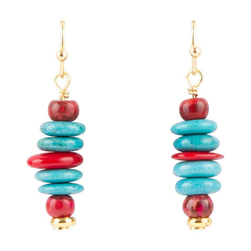 Mija Turquoise and Magenta Stack Earrings - Barse Jewelry - Flyclothing LLC