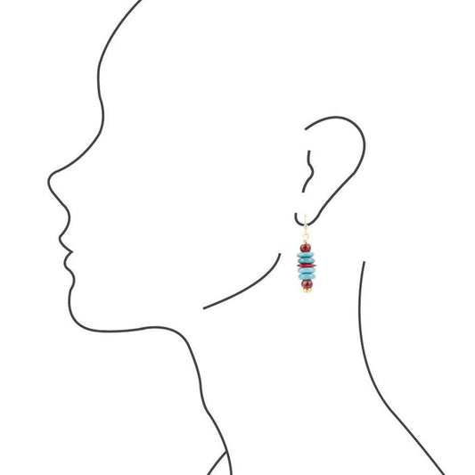 Mija Turquoise and Magenta Stack Earrings - Barse Jewelry - Flyclothing LLC
